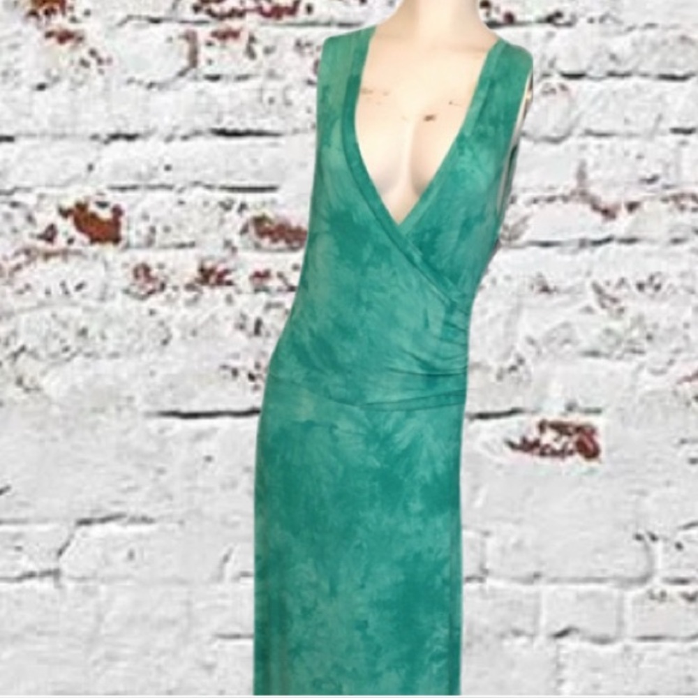 LA BASIC, Green, Tie dyed, Stretchy Sleeveless Maxi Dress. Sz Med